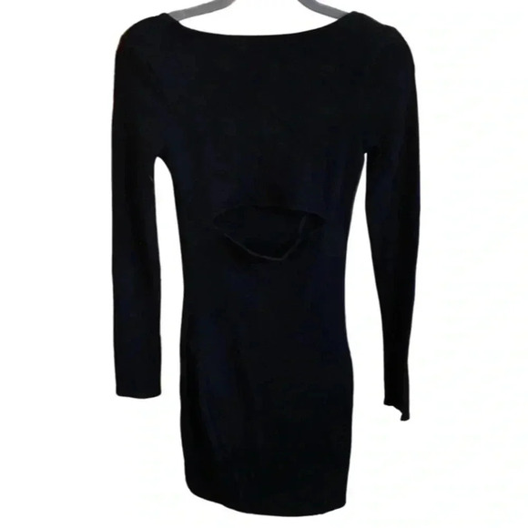 Helmut Lang Open Back Cutout Bodycon Black Long Sleeve Mini Dress Size Small - Picture 7 of 8
